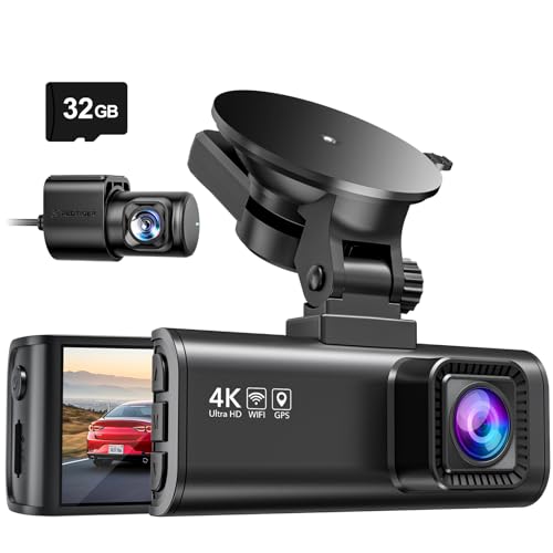 REDTIGER 最新型 ドライブレコーダー 前後カメラ 4K UHD 800万画素 GPS WIFI搭載 IMX415センサー HDR/WDR搭載 3.18インチ小型 ドラレコ 駐車監視 ノイズ/LED信号機対策済 Gセンサー 衝撃録画 170°超広角 どらいぶれこーだー Type-C電源 32GBカード付き 吸盤式 日本語説明書 F7NP